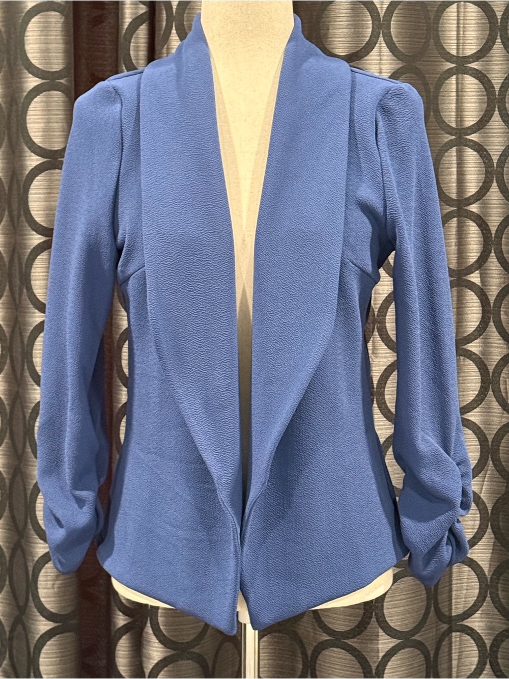 Women's Blue Open-Front 3/4 Sleeve Blazer